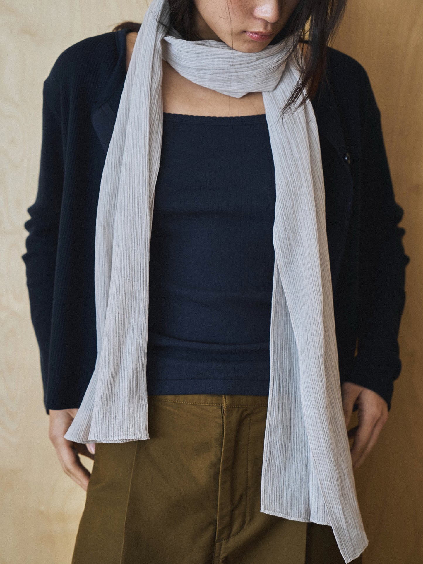 MIST STRIPE SCARF [ Off White ]