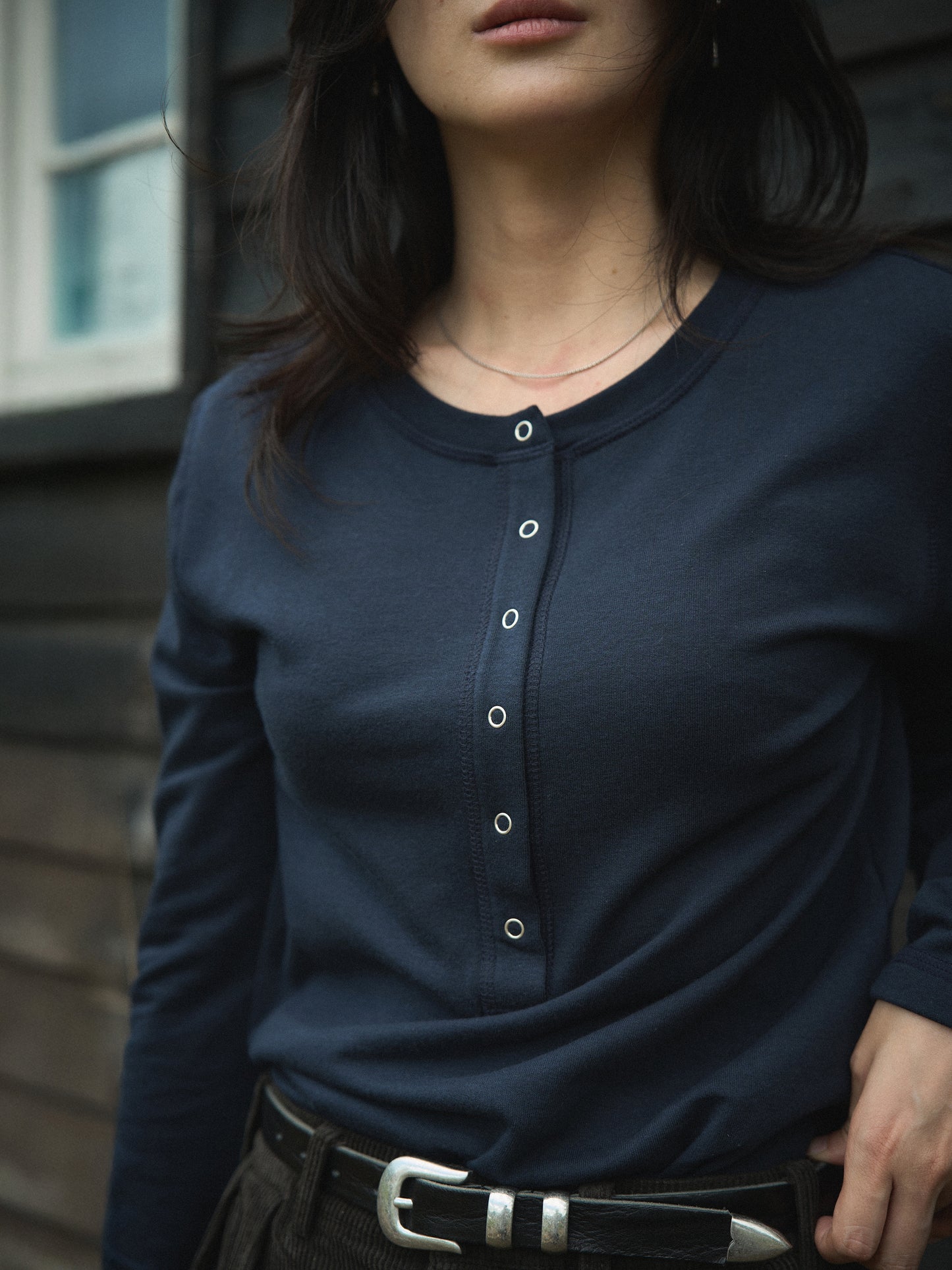 PENELOPE BUTTON TOP [ Night Navy ]