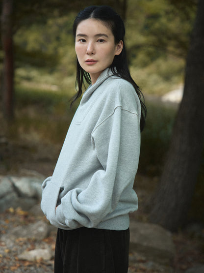 SHAWL COLLAR SWEATSHIRT [ Gray Melange ] 1st Reorder