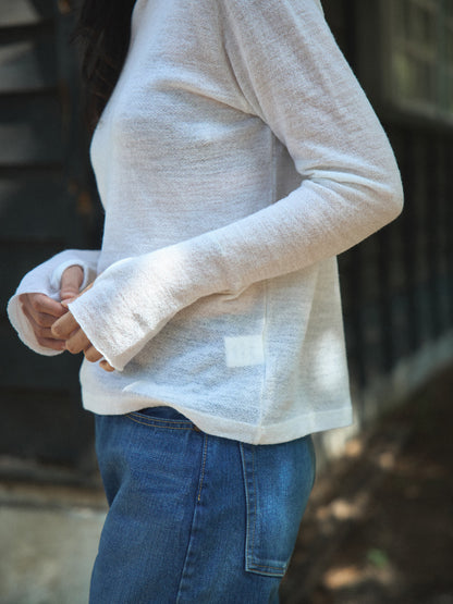 RUSTLE WOOL TURTLE TOP [ Warm Ivory ]