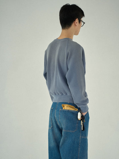 WAFFLE CREWNECK SWEATSHIRTS [ Blue ]