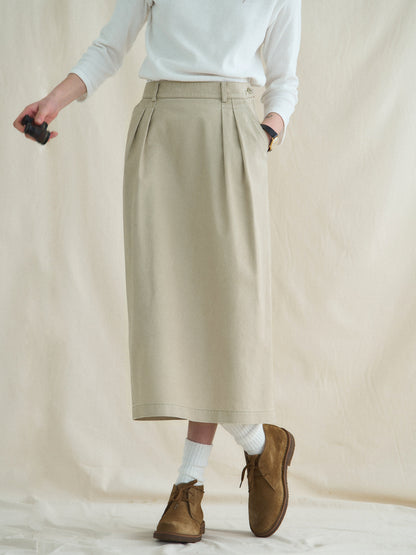 (-30%) OLD WASHED COTTON SKIRT [ Ecru Beige ]