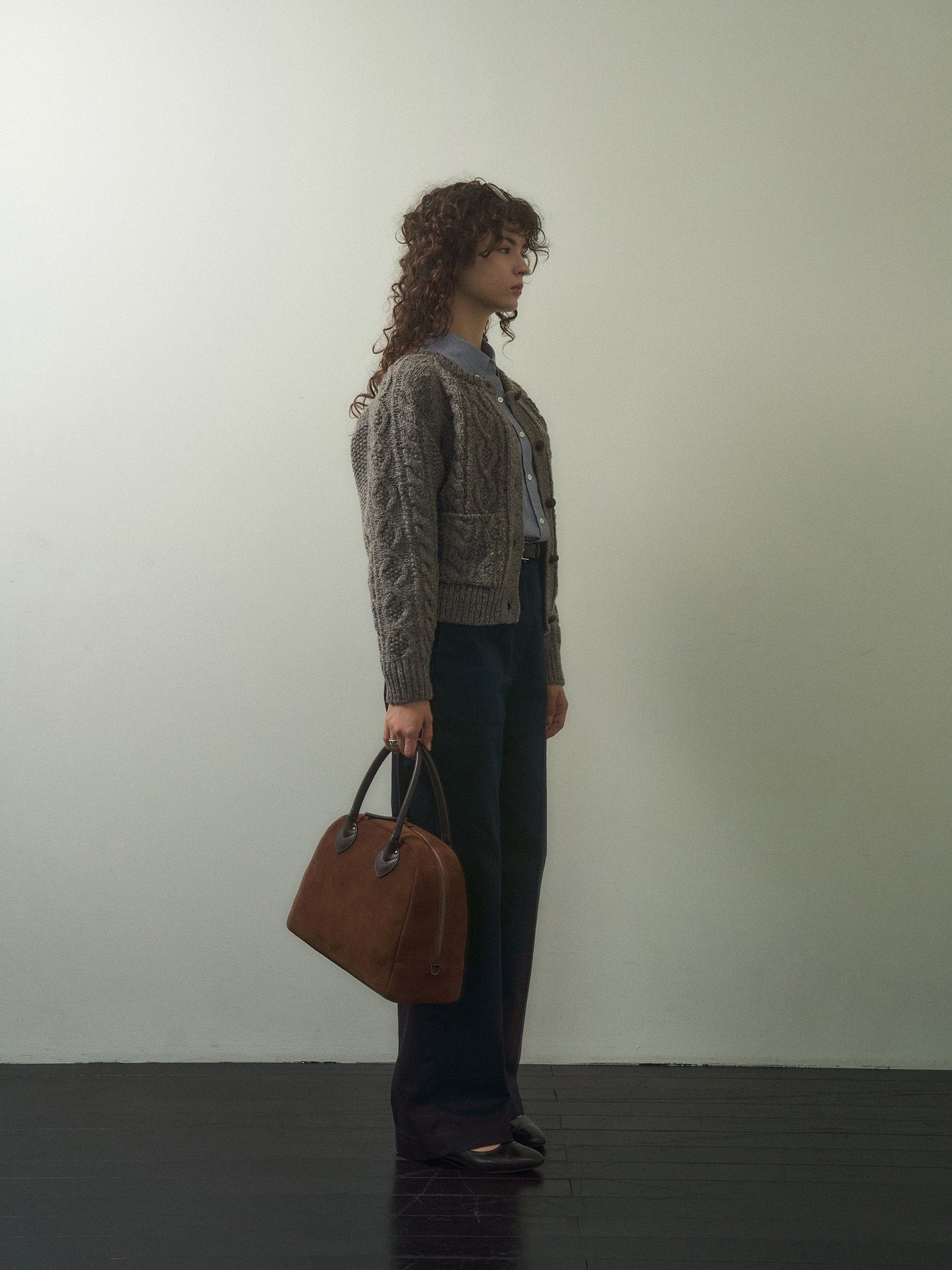 (-20%) CREAM TEA CABLE CARDIGAN [ Ash ]