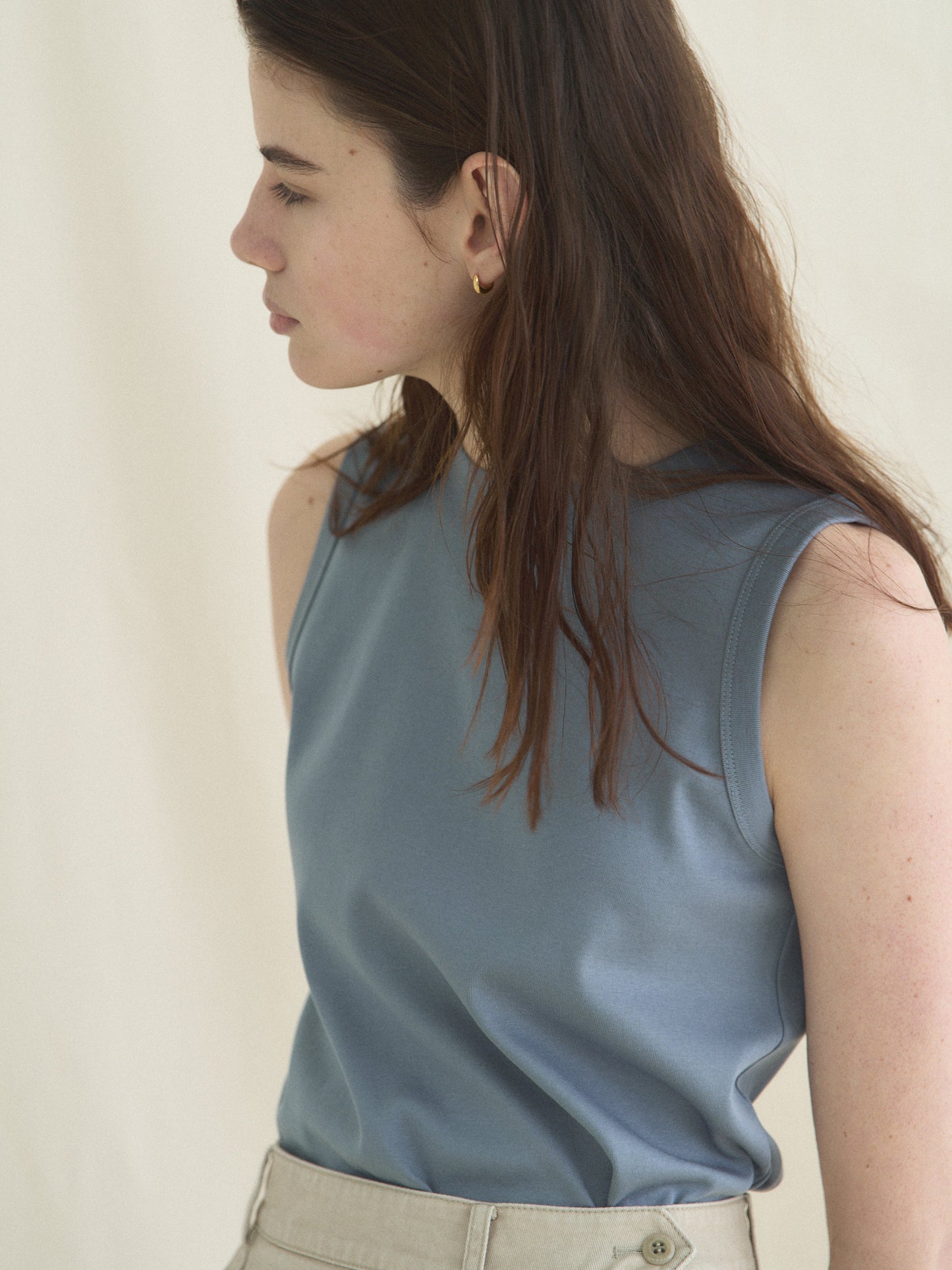 MICHELLE COTTON SLEEVELESS [ Dusty Blue ]