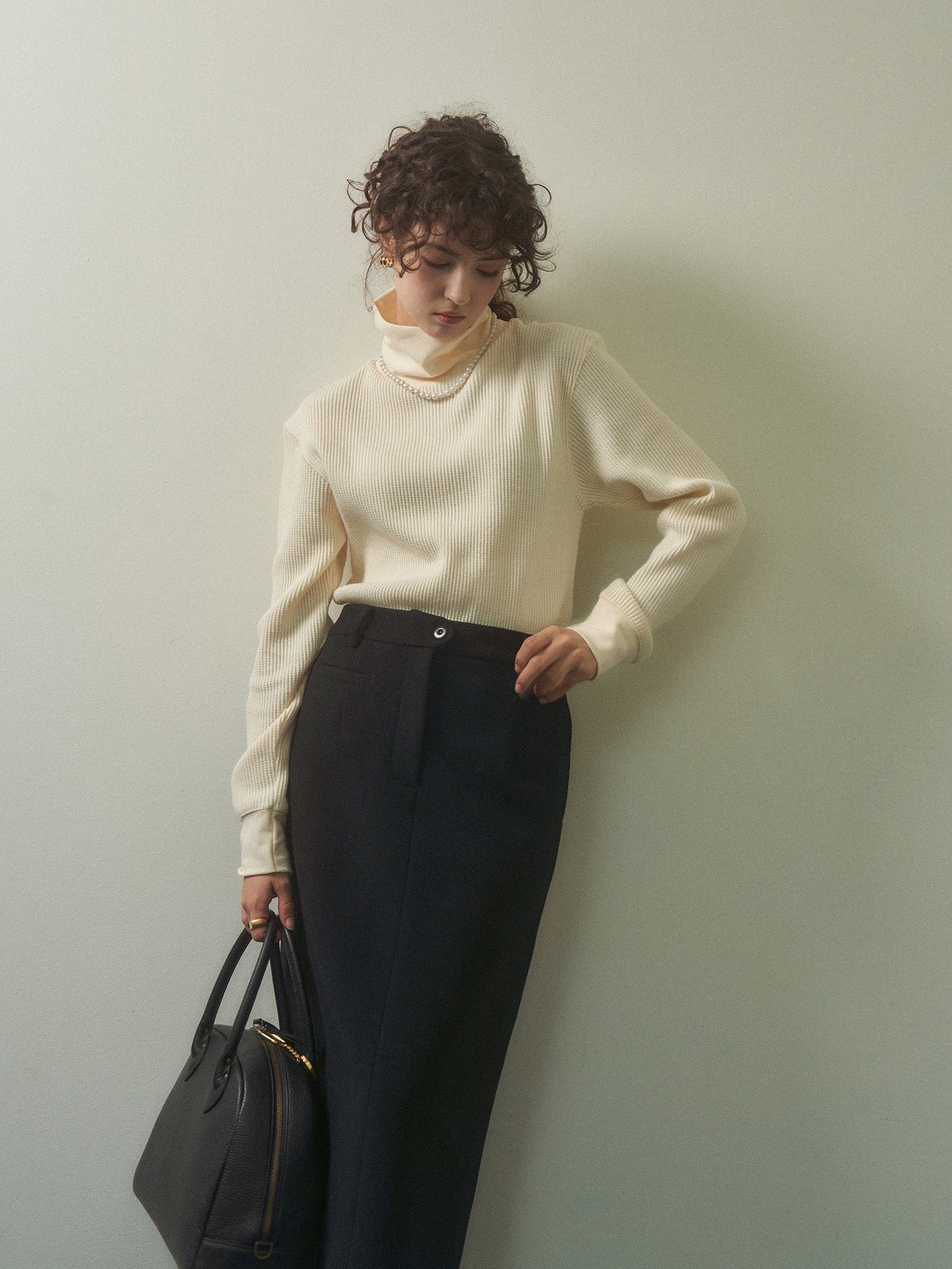 (-20%) EVENING WOOL SKIRT [ Black ]