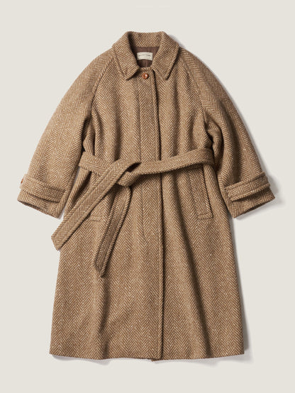 CHABROL COAT [ Brown & Oat Herringbone ]