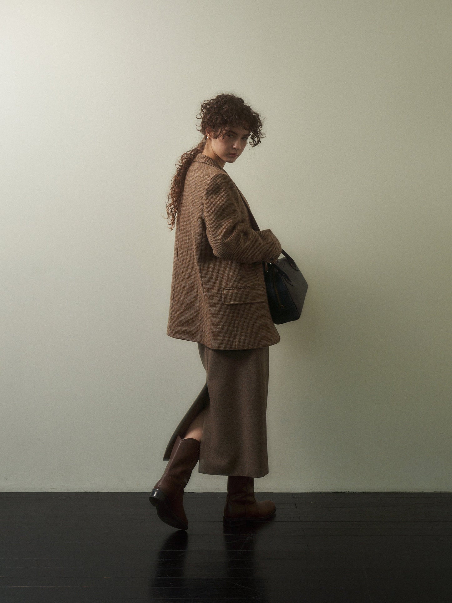 (-20%) EVENING WOOL SKIRT [ Mocha Melange ]