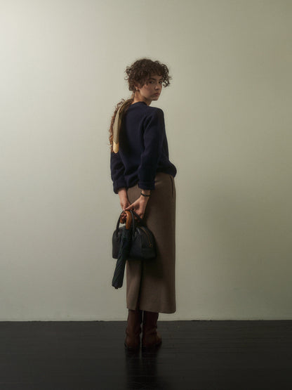 (-20%) EVENING WOOL SKIRT [ Mocha Melange ]
