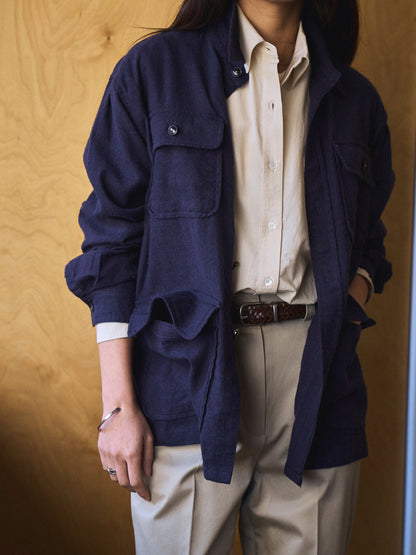 CAROLINE SILK LINEN JACKET [ Royal Blue ]
