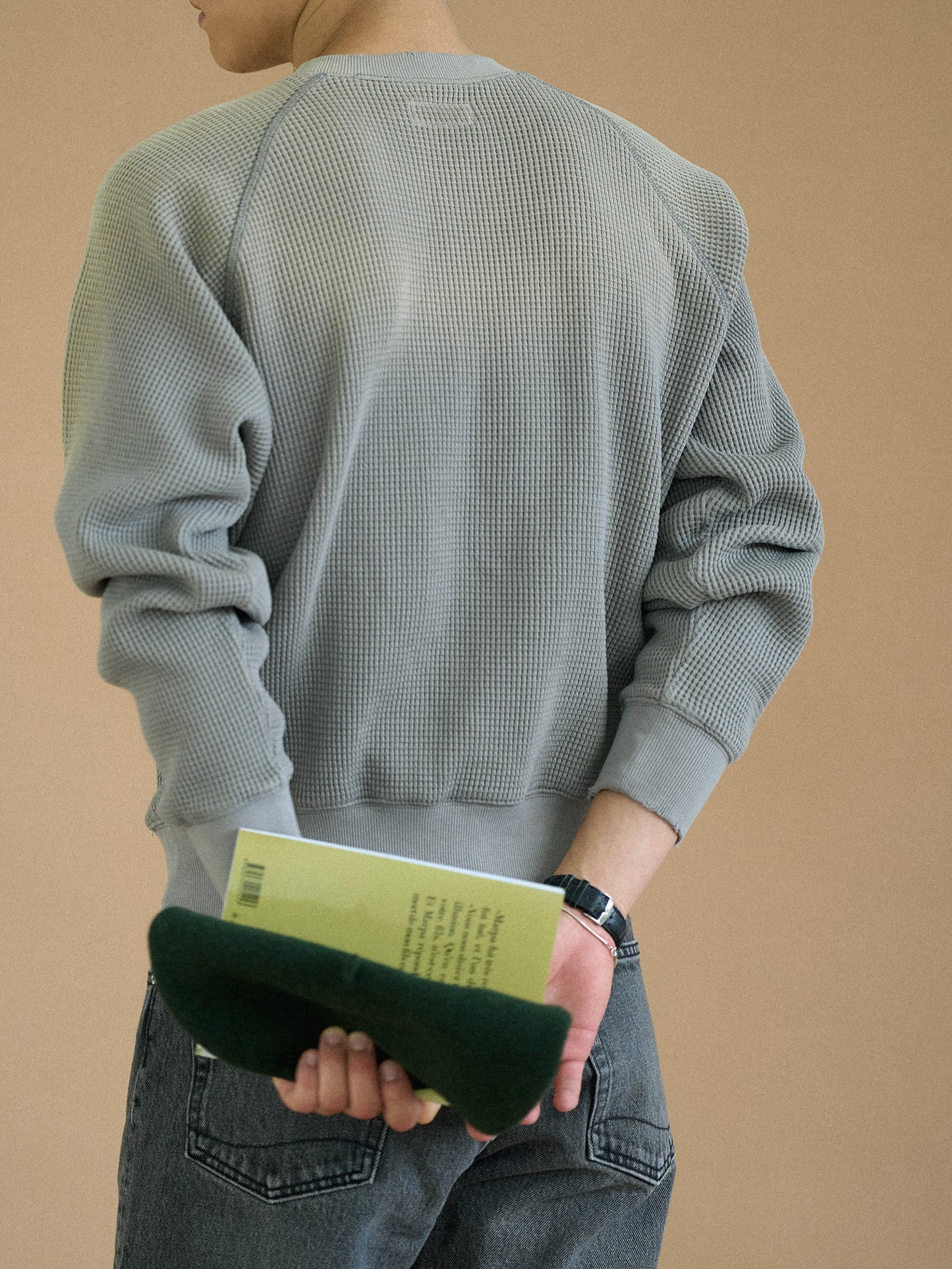 WAFFLE CREWNECK SWEATSHIRTS [ Gray ]