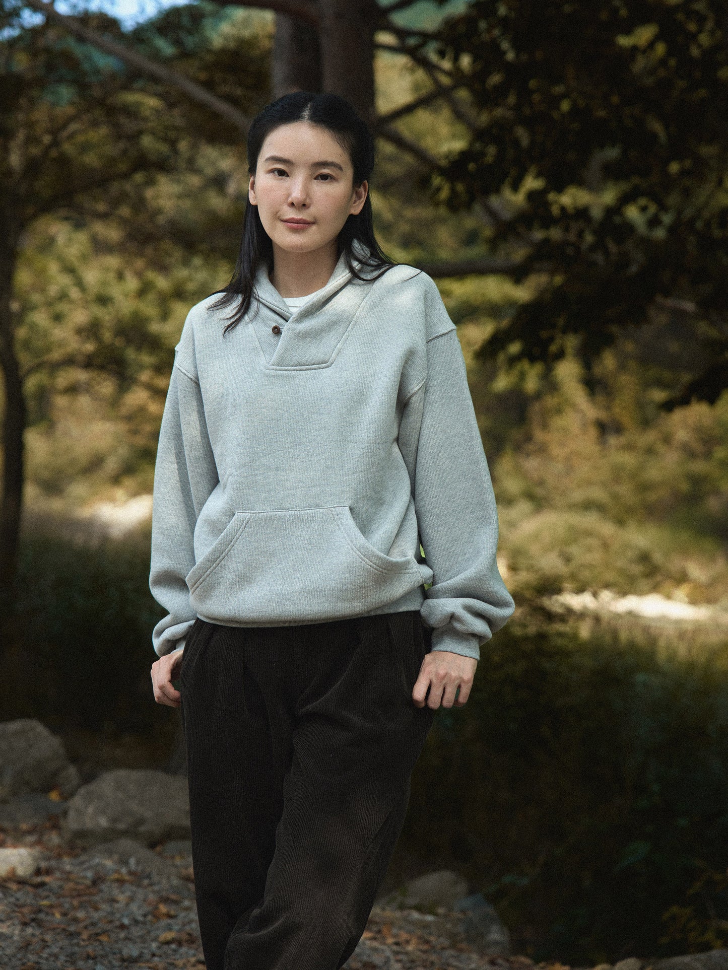 SHAWL COLLAR SWEATSHIRT [ Gray Melange ] 1st Reorder