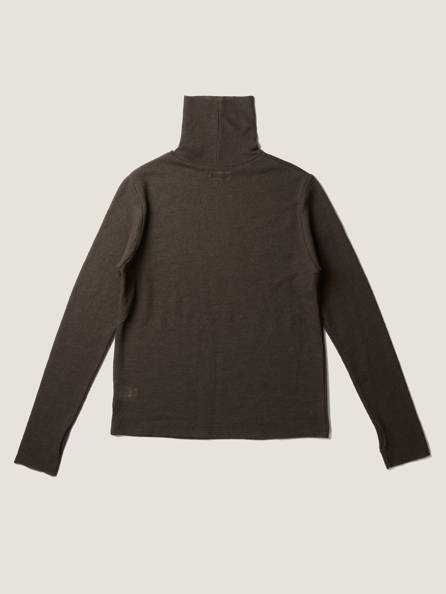 RUSTLE WOOL TURTLE TOP [ Taupe Brown ]