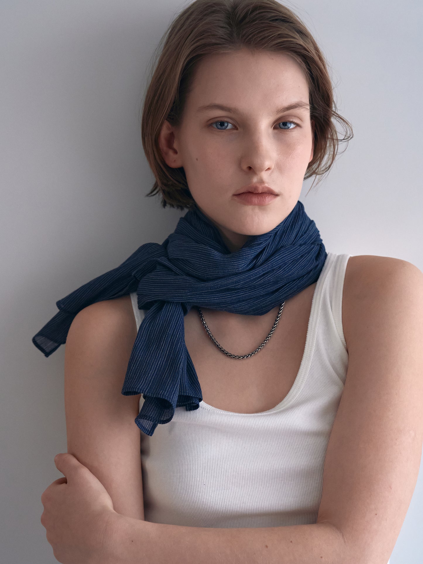 MIST STRIPE SCARF [ Indigo ]
