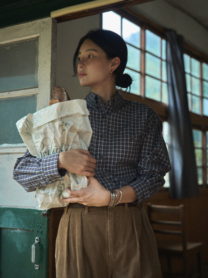 2 POCKET BUTTON DOWN SHIRT [ Violet Tartan ]