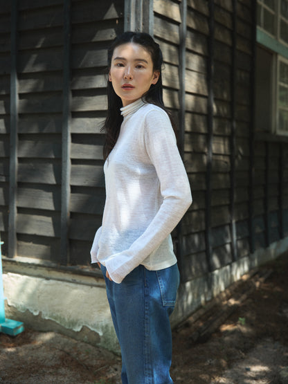 RUSTLE WOOL TURTLE TOP [ Warm Ivory ]