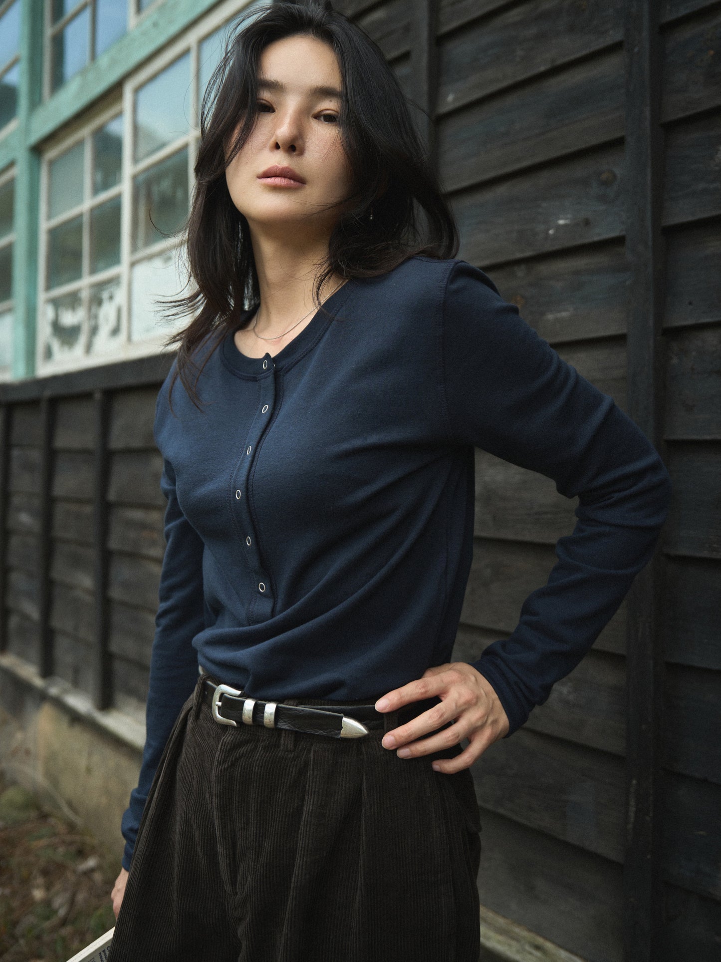 PENELOPE BUTTON TOP [ Night Navy ]