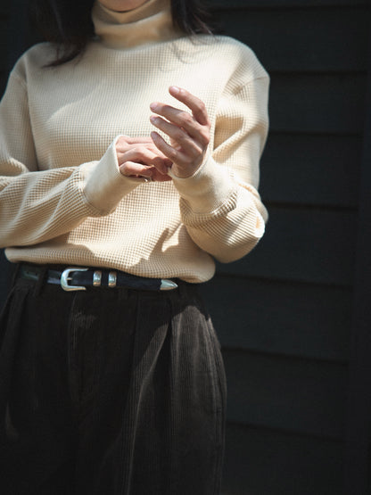 SALLY'S WAFFLE TURTLE TEE [ Biscuit Beige ] New Season