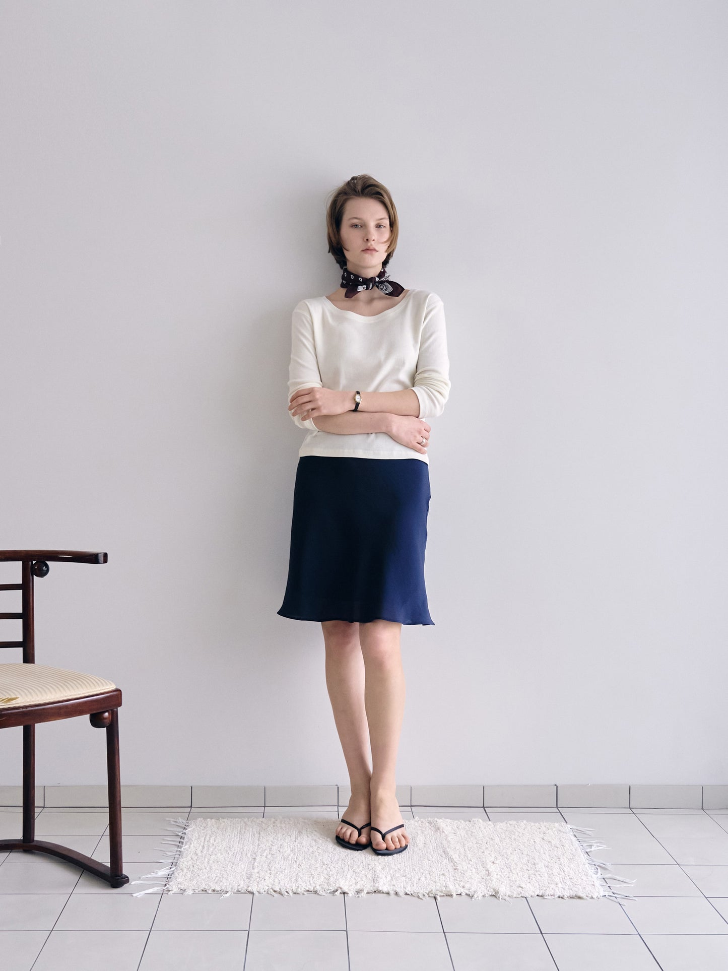 CHARDONNAY MIDI SKIRT [ Navy ]