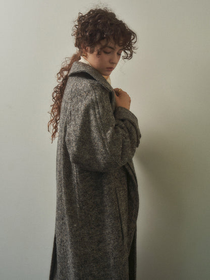 CHABROL COAT [ Salt & Pepper Black Tweed ]