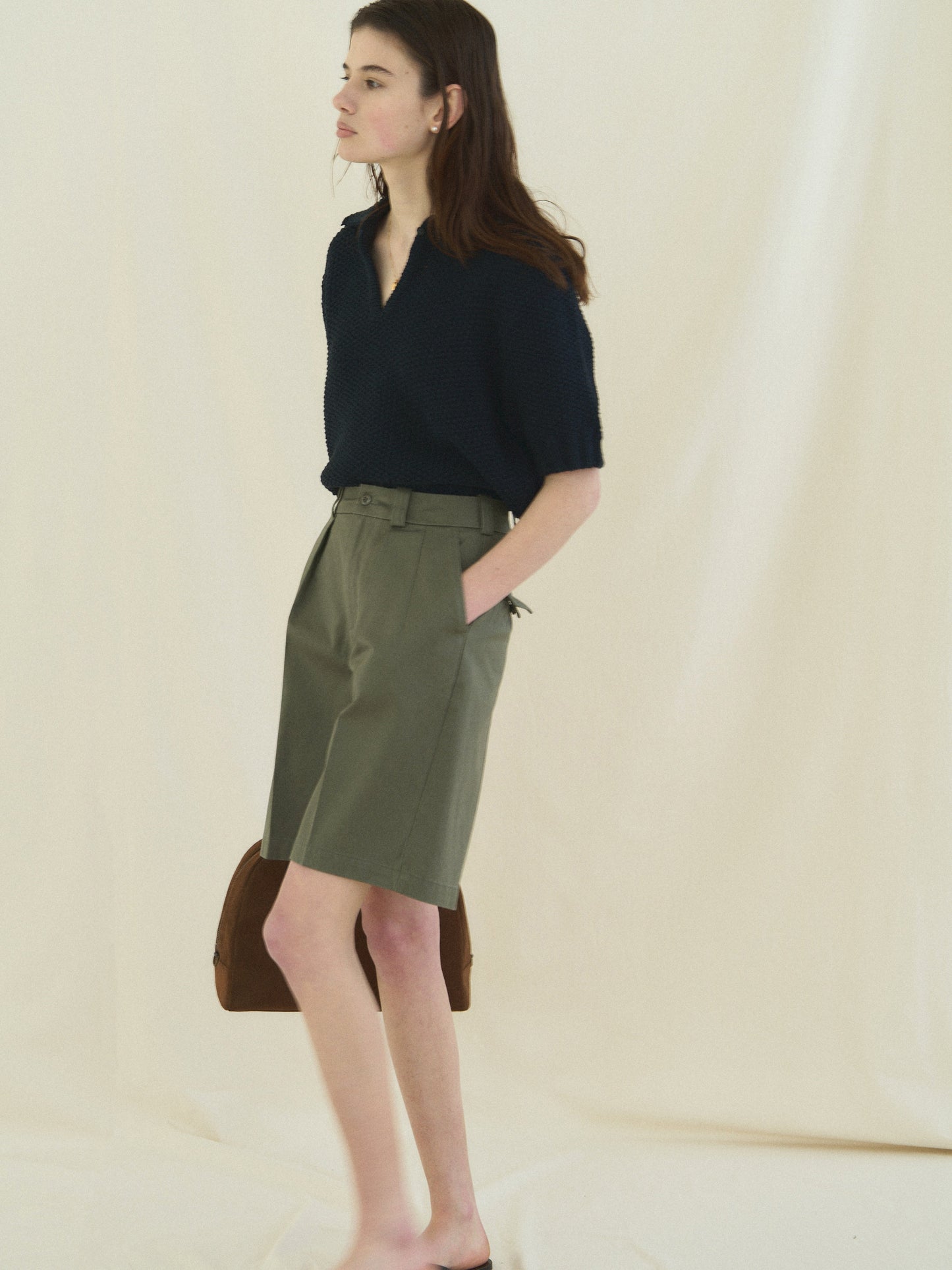 50's AMERICAN CHINO SHORTS [ Military Khaki ]