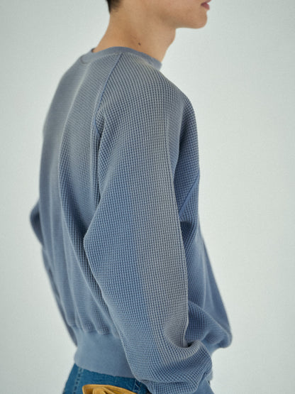 WAFFLE CREWNECK SWEATSHIRTS [ Blue ]