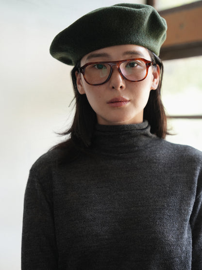 RUSTLE WOOL TURTLE TOP [ Blend Charcoal ]