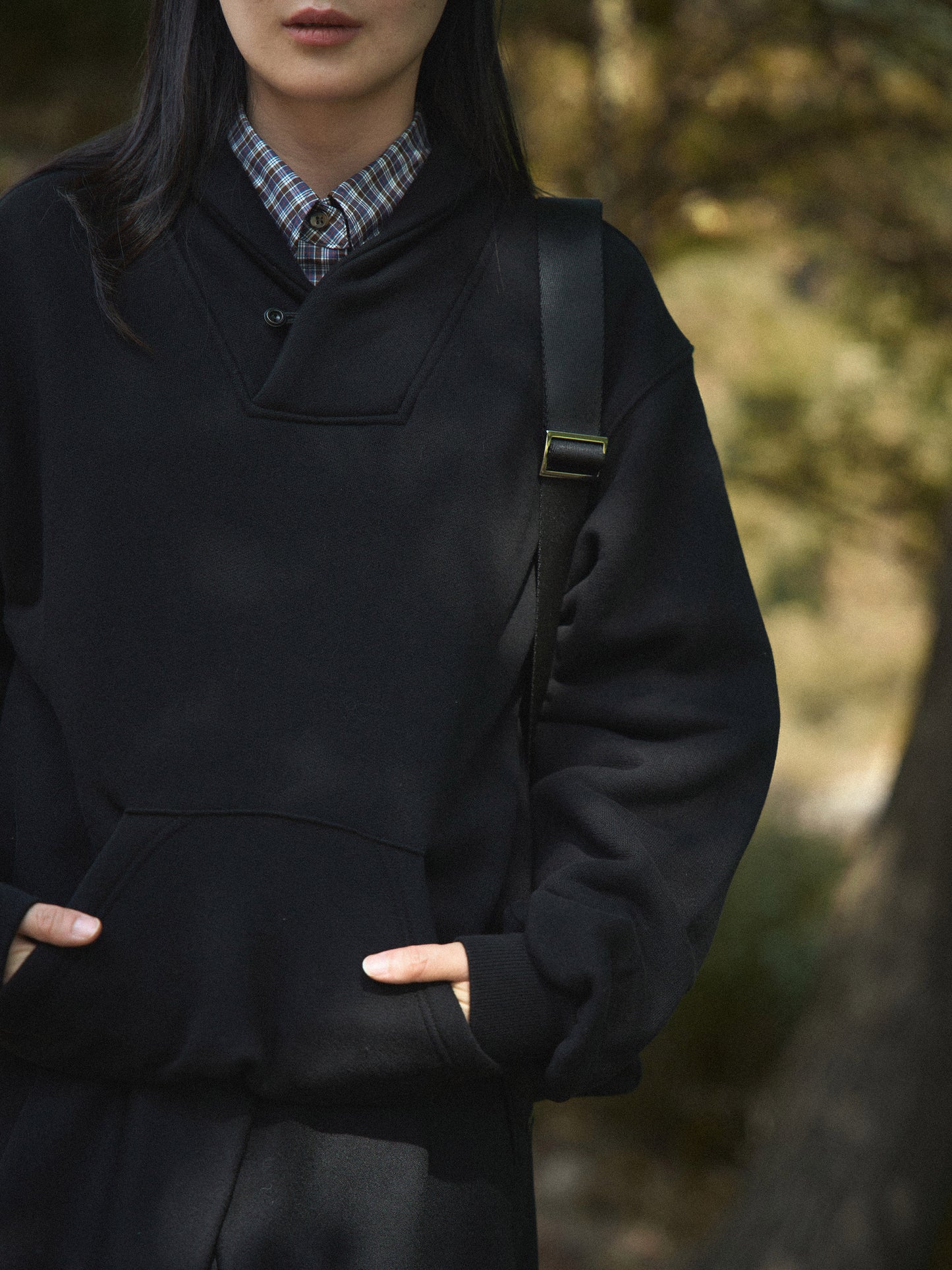 SHAWL COLLAR SWEATSHIRT [ Deep Black ]