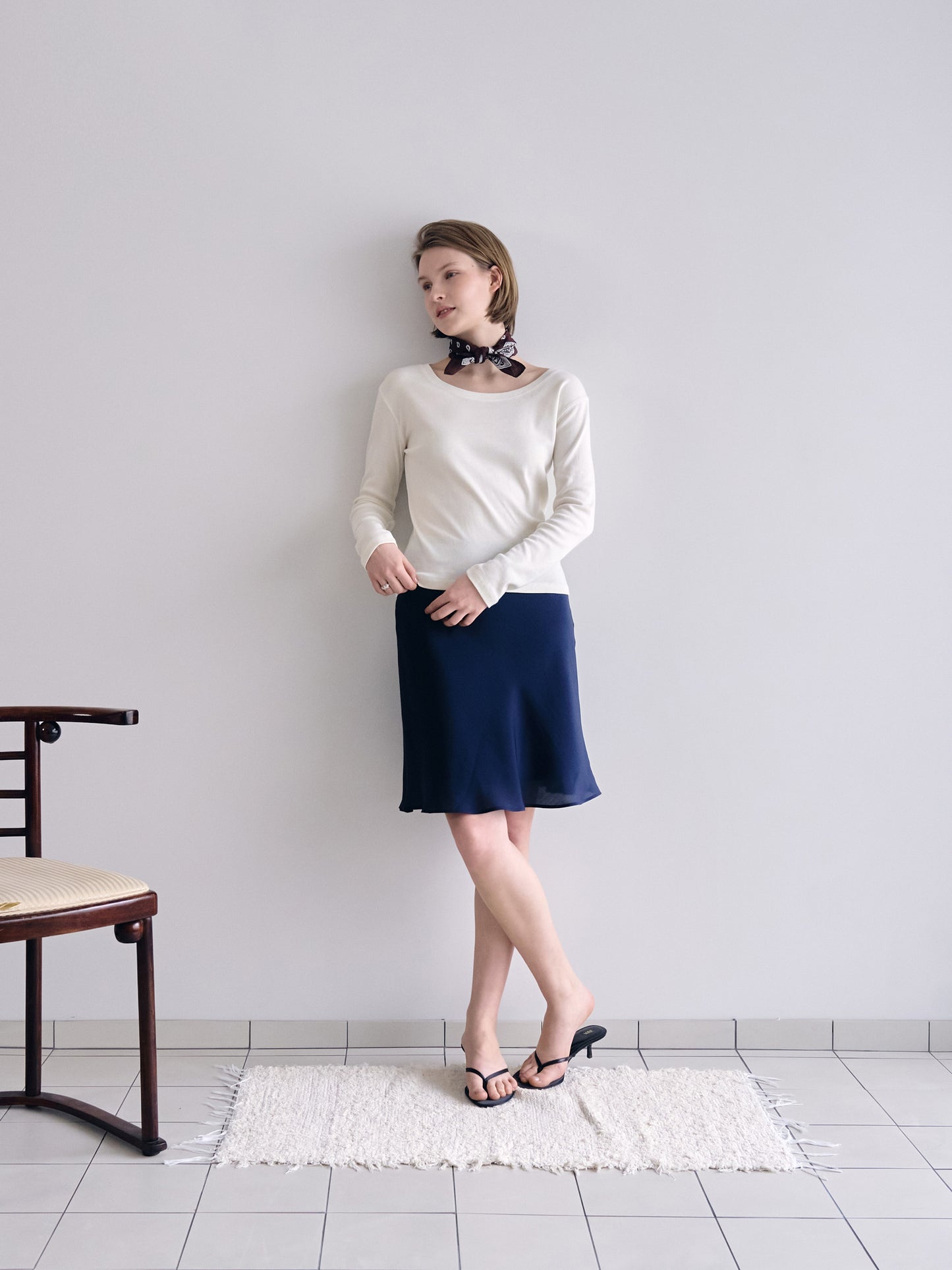 CHARDONNAY MIDI SKIRT [ Navy ]