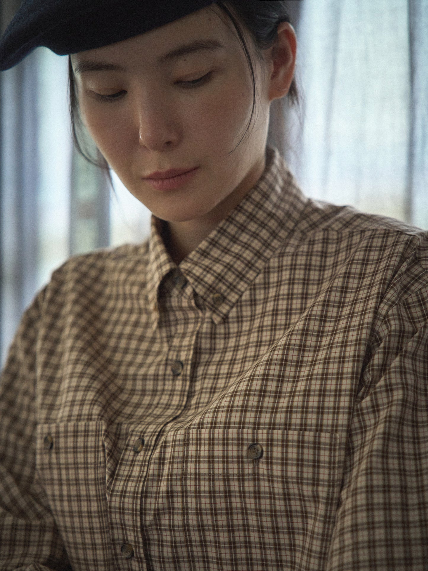 2 POCKET BUTTON DOWN SHIRT [ Beige Tartan ]