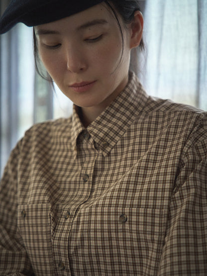 2 POCKET BUTTON DOWN SHIRT [ Beige Tartan ]