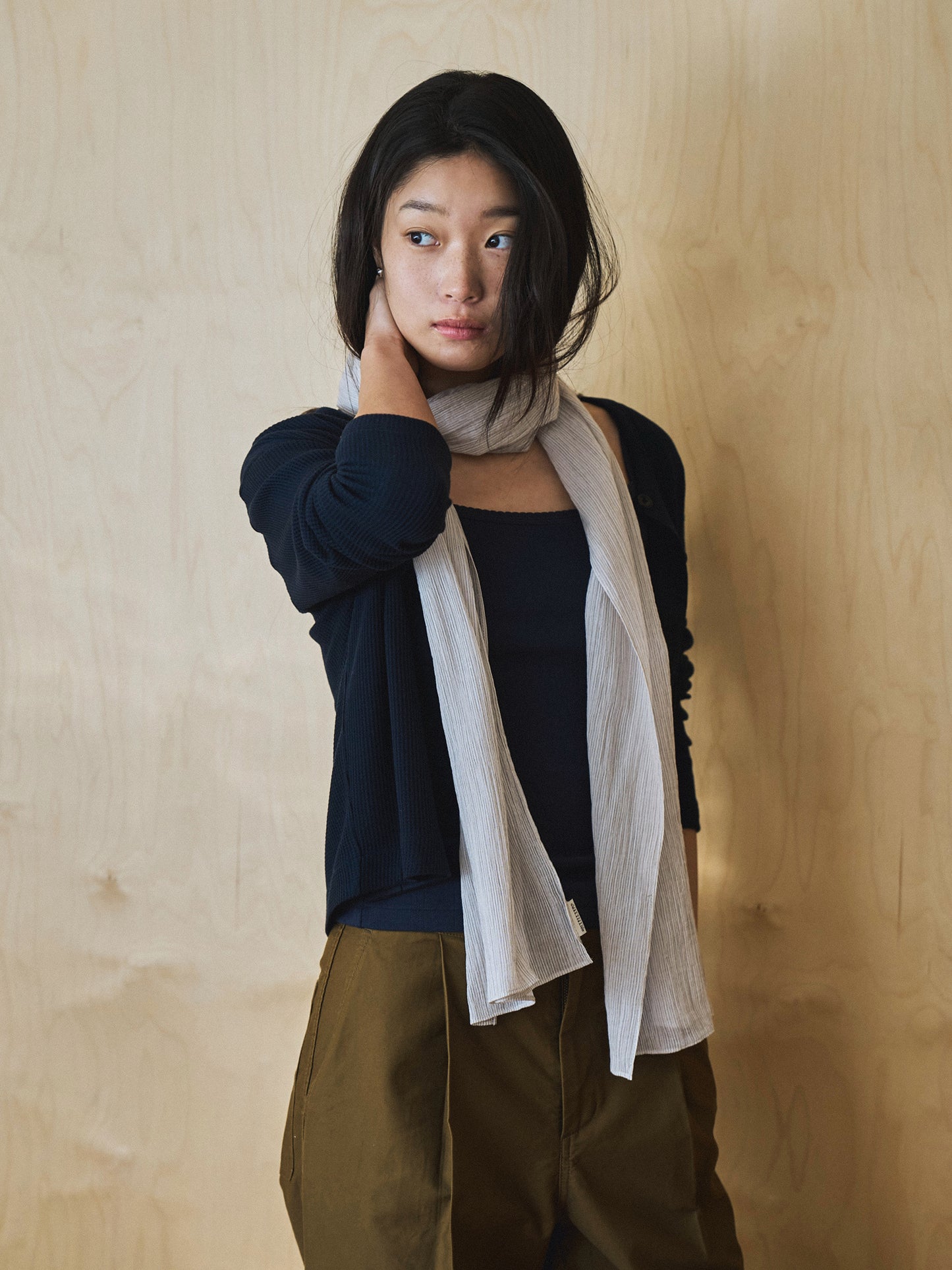 MIST STRIPE SCARF [ Off White ]