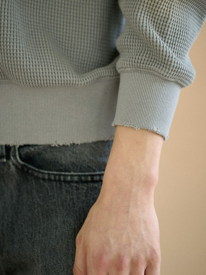 WAFFLE CREWNECK SWEATSHIRTS [ Gray ]
