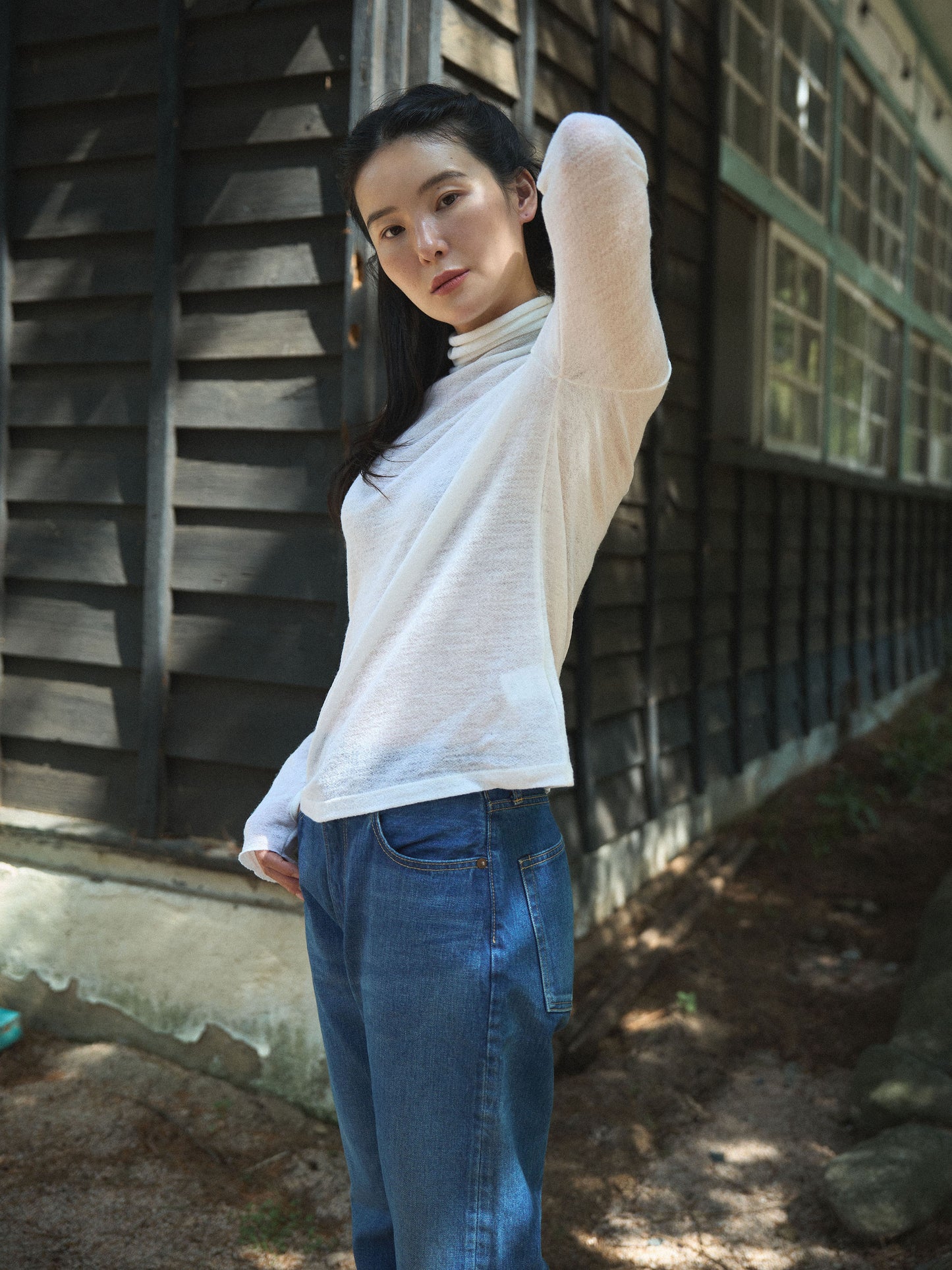 RUSTLE WOOL TURTLE TOP [ Warm Ivory ]