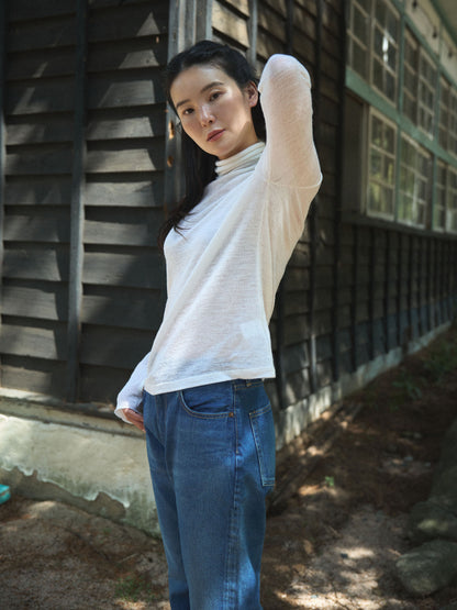 RUSTLE WOOL TURTLE TOP [ Warm Ivory ]