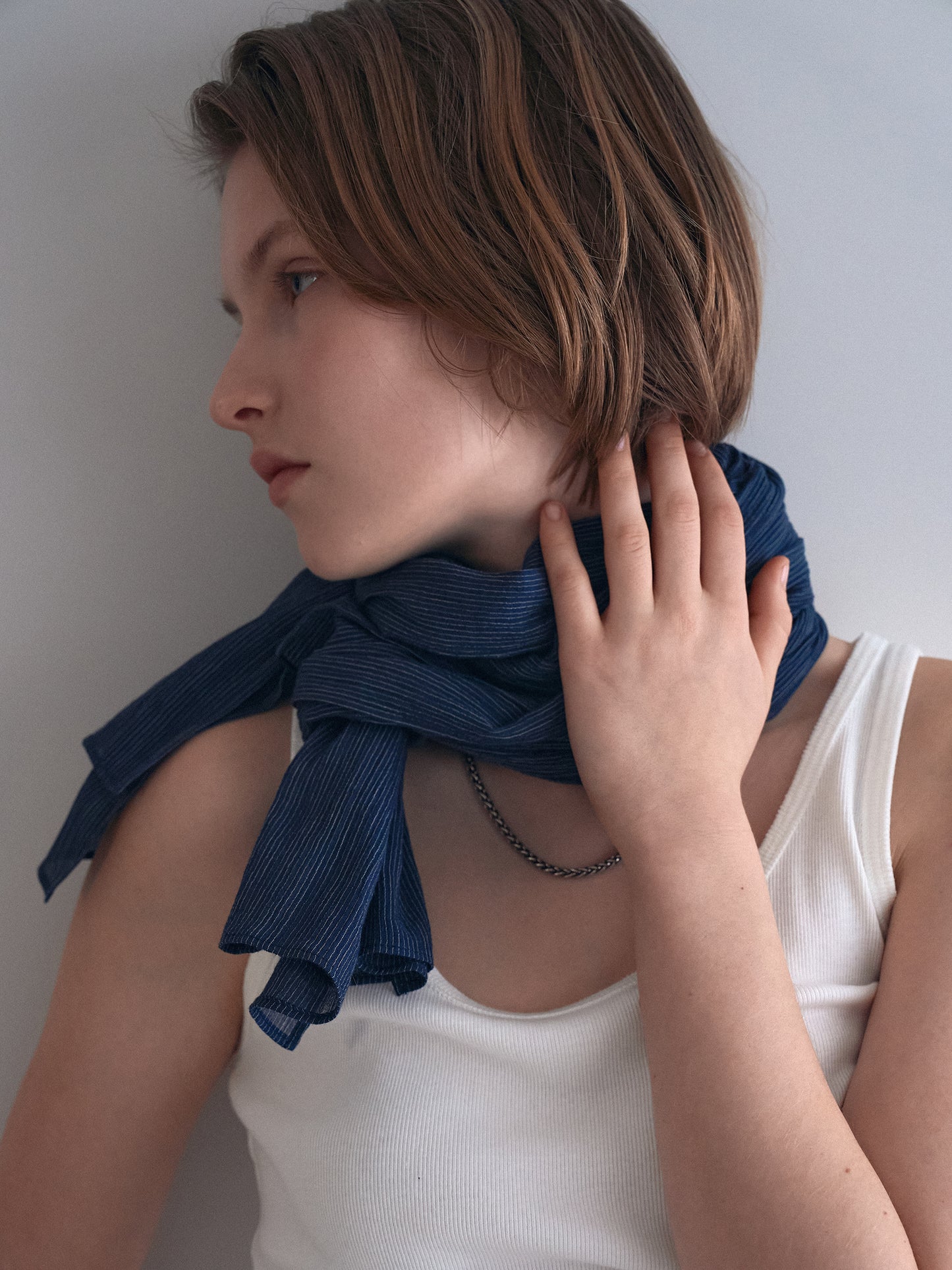 MIST STRIPE SCARF [ Indigo ]