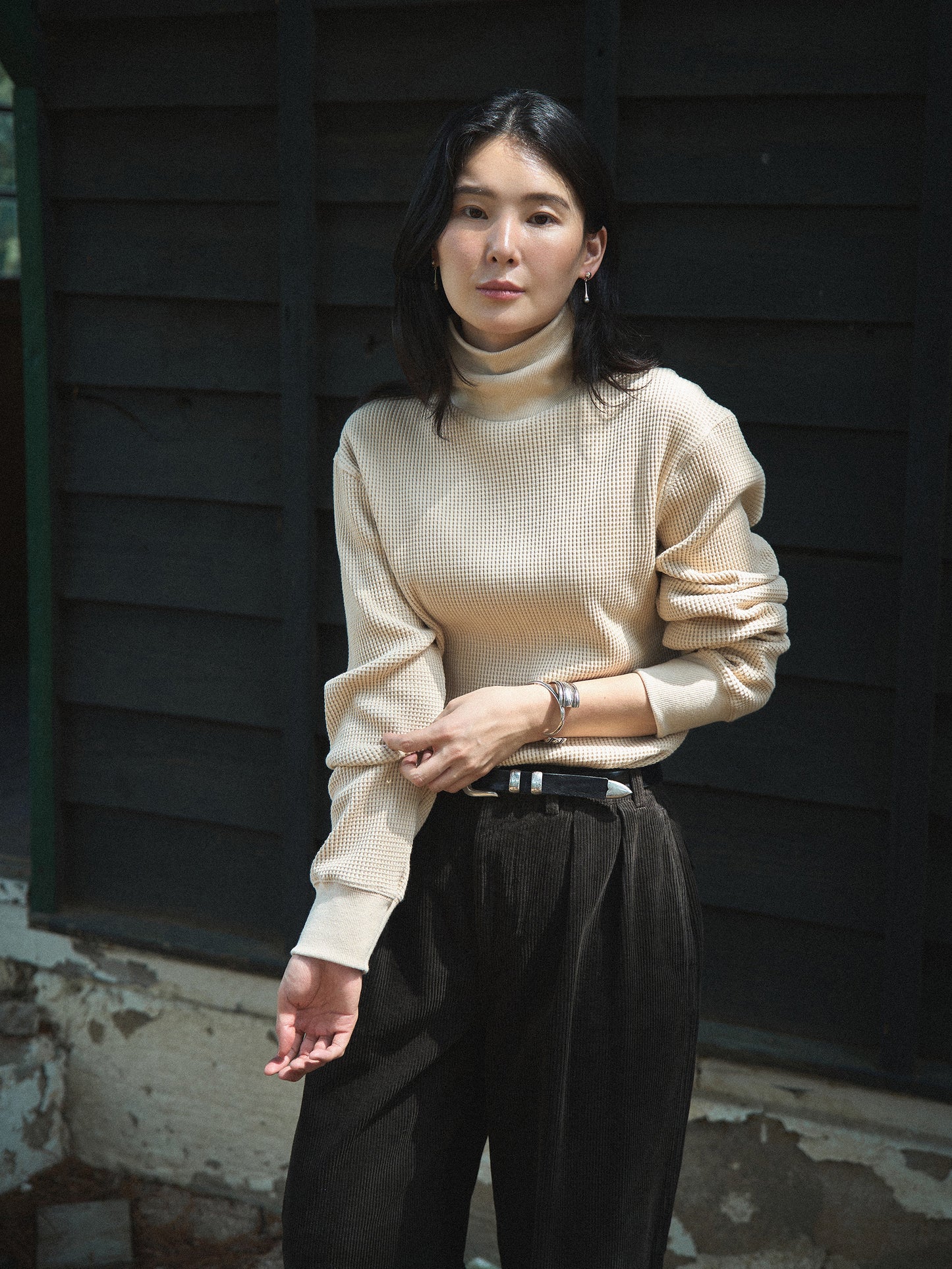 SALLY'S WAFFLE TURTLE TEE [ Biscuit Beige ] New Season