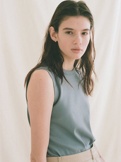 MICHELLE COTTON SLEEVELESS [ Dusty Blue ]