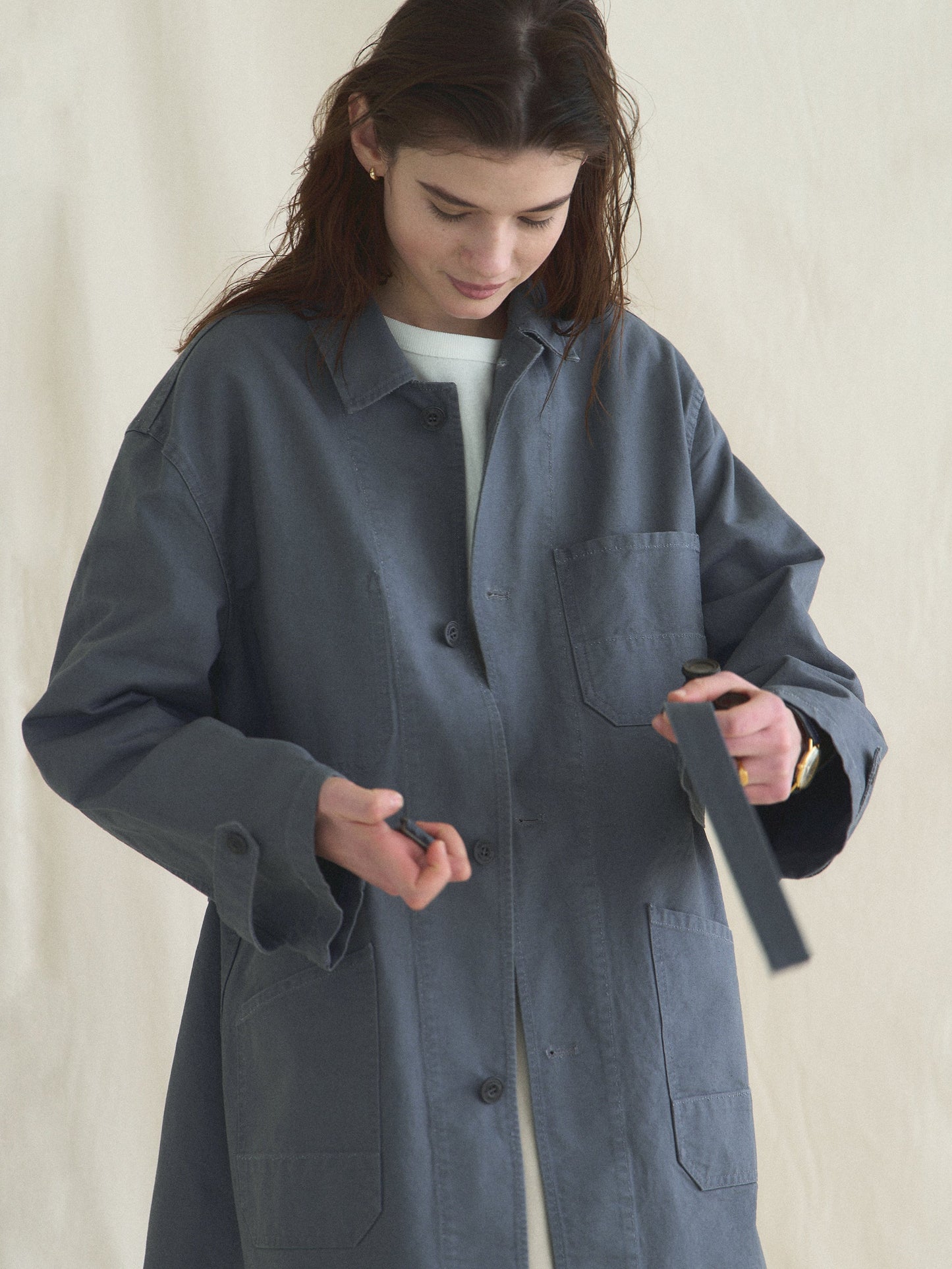 (-30%) ATELIER LONG JACKET [ Smokey Blue ]