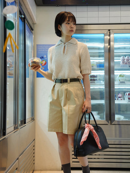 50's AMERICAN CHINO SHORTS [ Military Beige ]