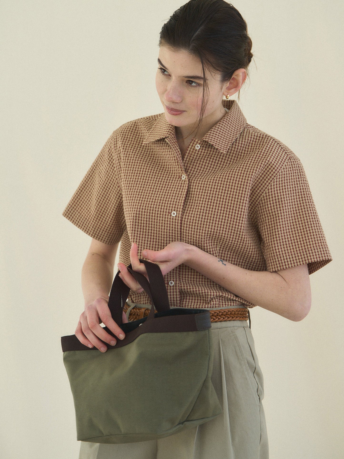 (-30%) ARIZONA CHECK SHIRT [ Brick Beige ] Organic Cotton