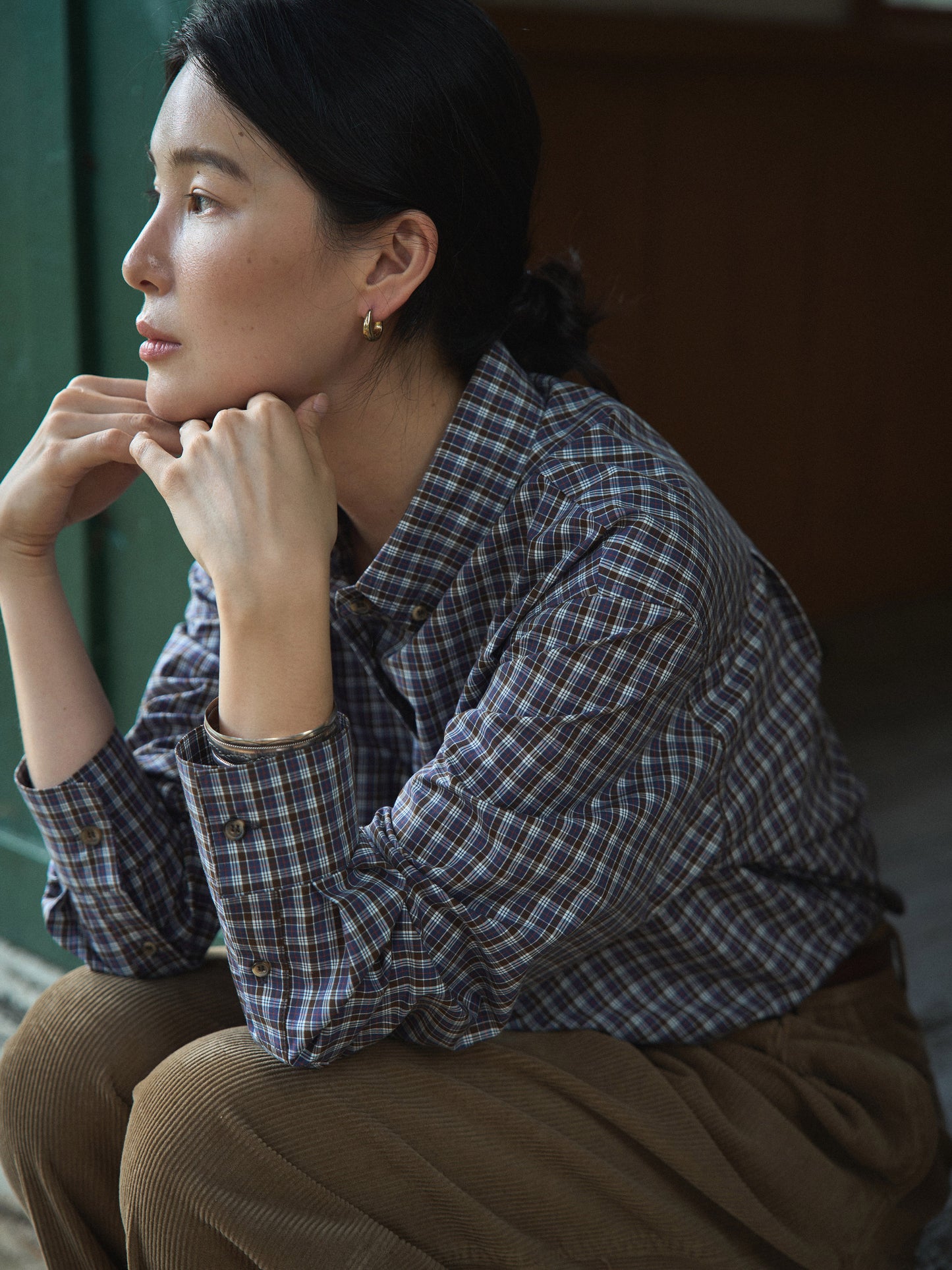 2 POCKET BUTTON DOWN SHIRT [ Violet Tartan ]