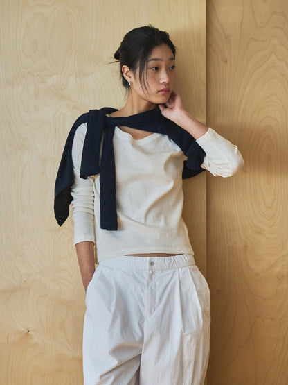 SMOOTH SCOOP NECK TOP [ Natural ]