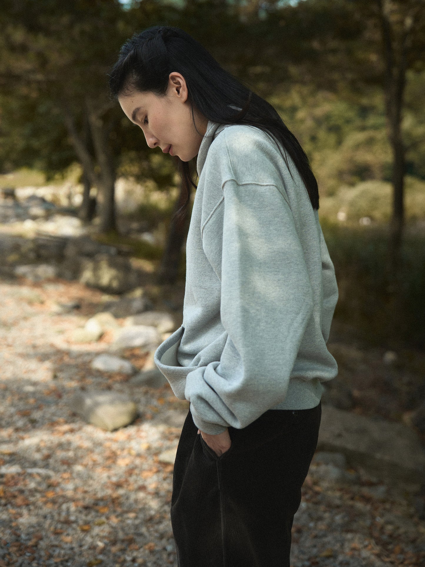 SHAWL COLLAR SWEATSHIRT [ Gray Melange ] 1st Reorder