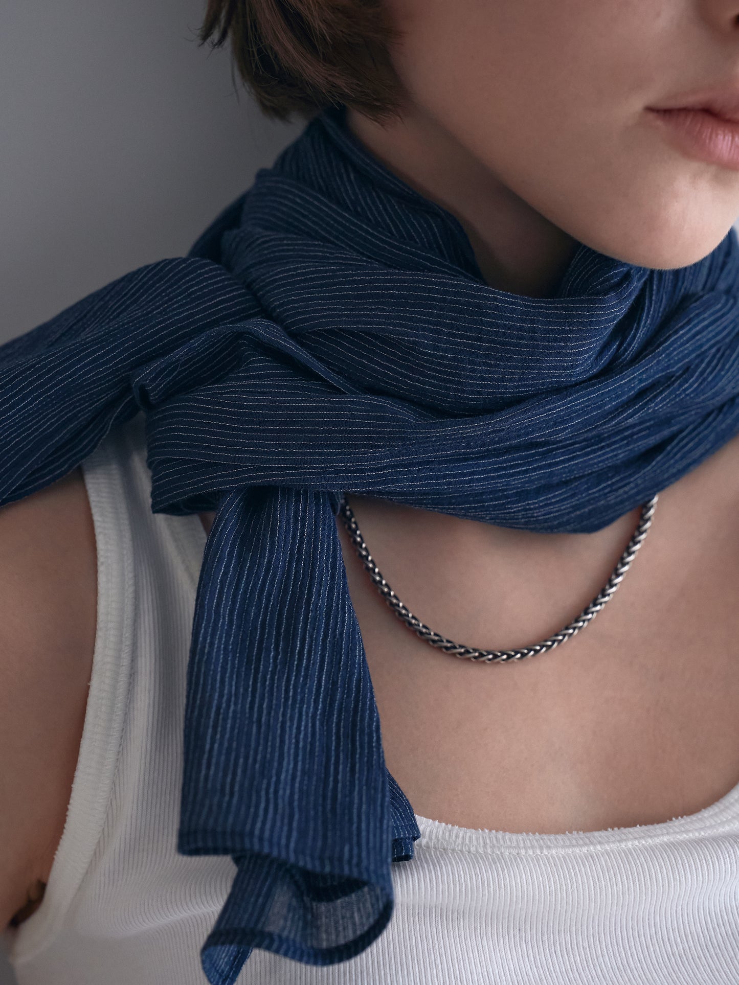 MIST STRIPE SCARF [ Indigo ]