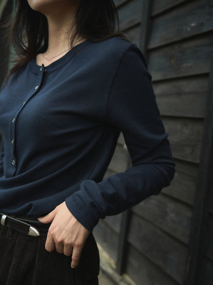 PENELOPE BUTTON TOP [ Night Navy ]