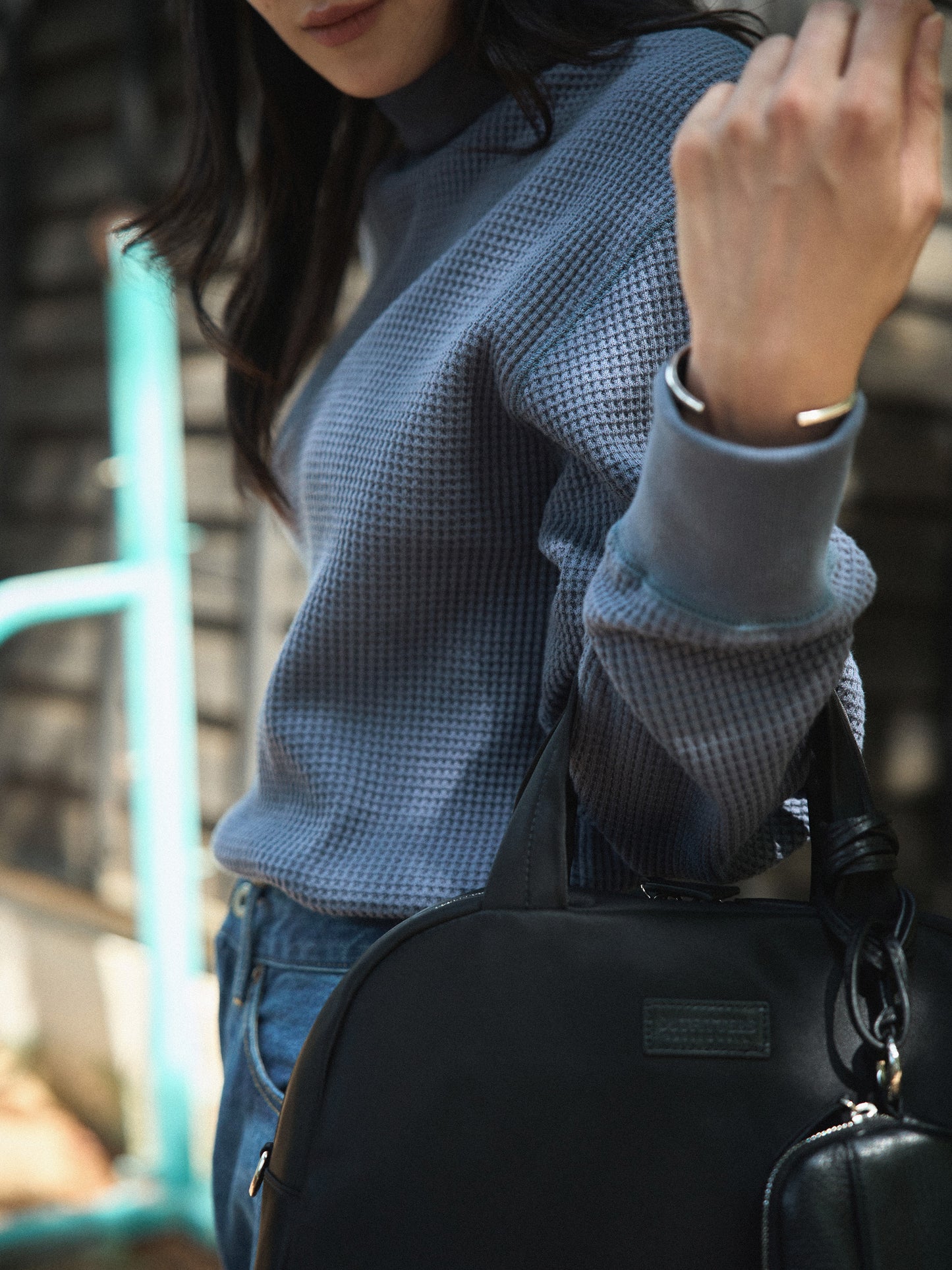 SALLY'S WAFFLE TURTLE TEE [ Smoke Blue ] New Season