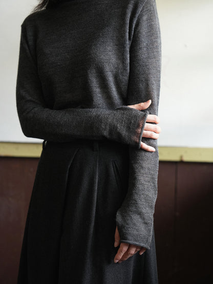 RUSTLE WOOL TURTLE TOP [ Blend Charcoal ]