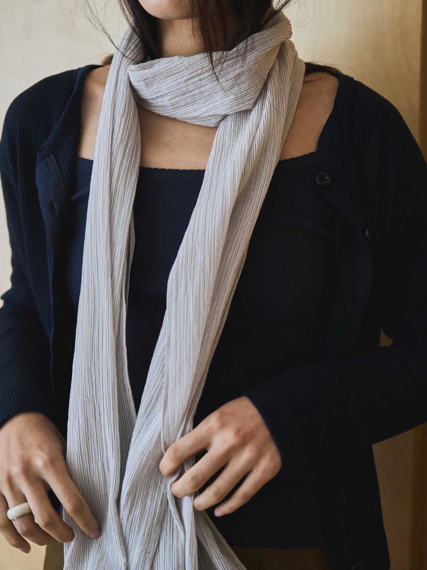 MIST STRIPE SCARF [ Off White ]