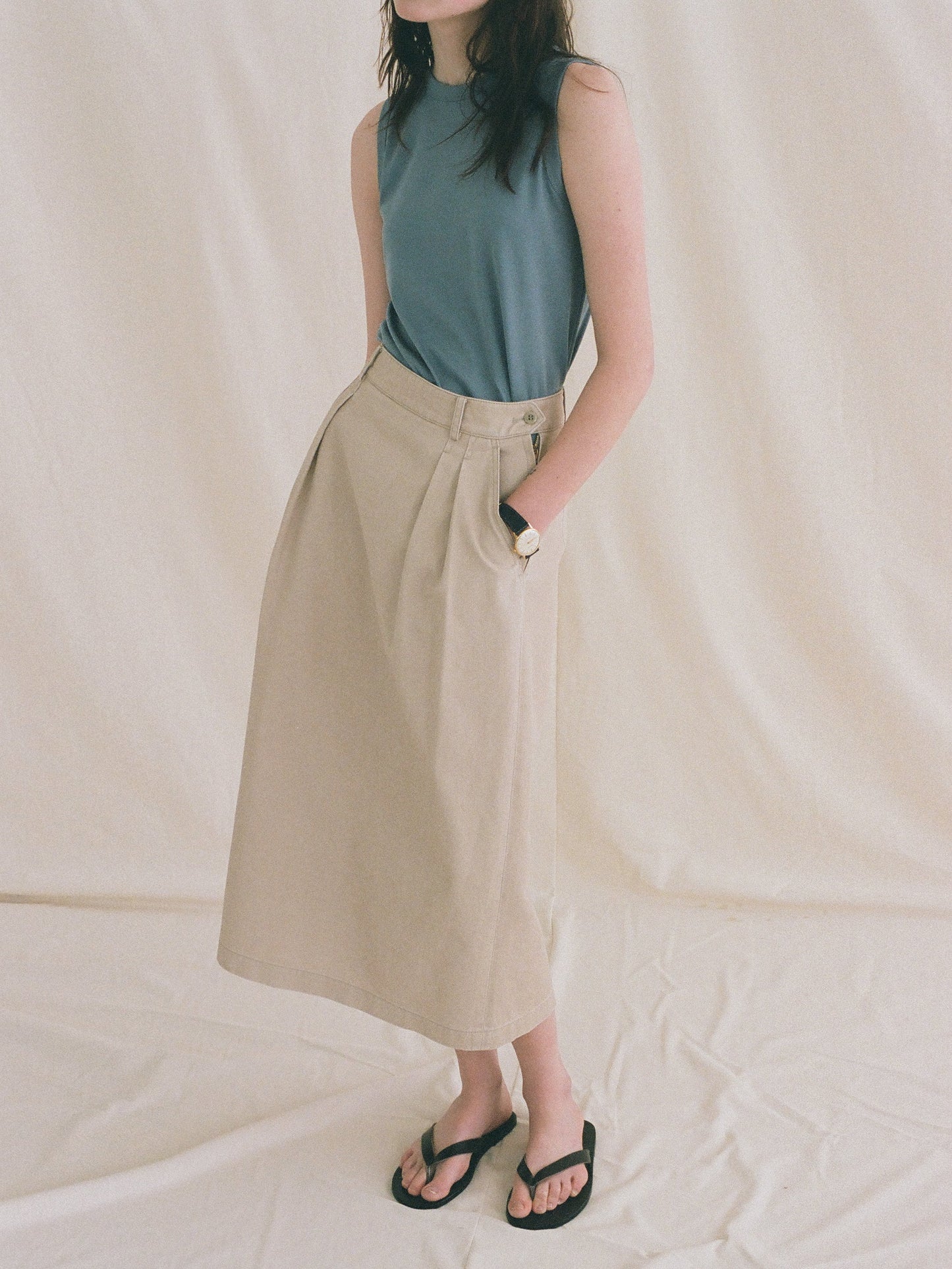 MICHELLE COTTON SLEEVELESS [ Dusty Blue ]