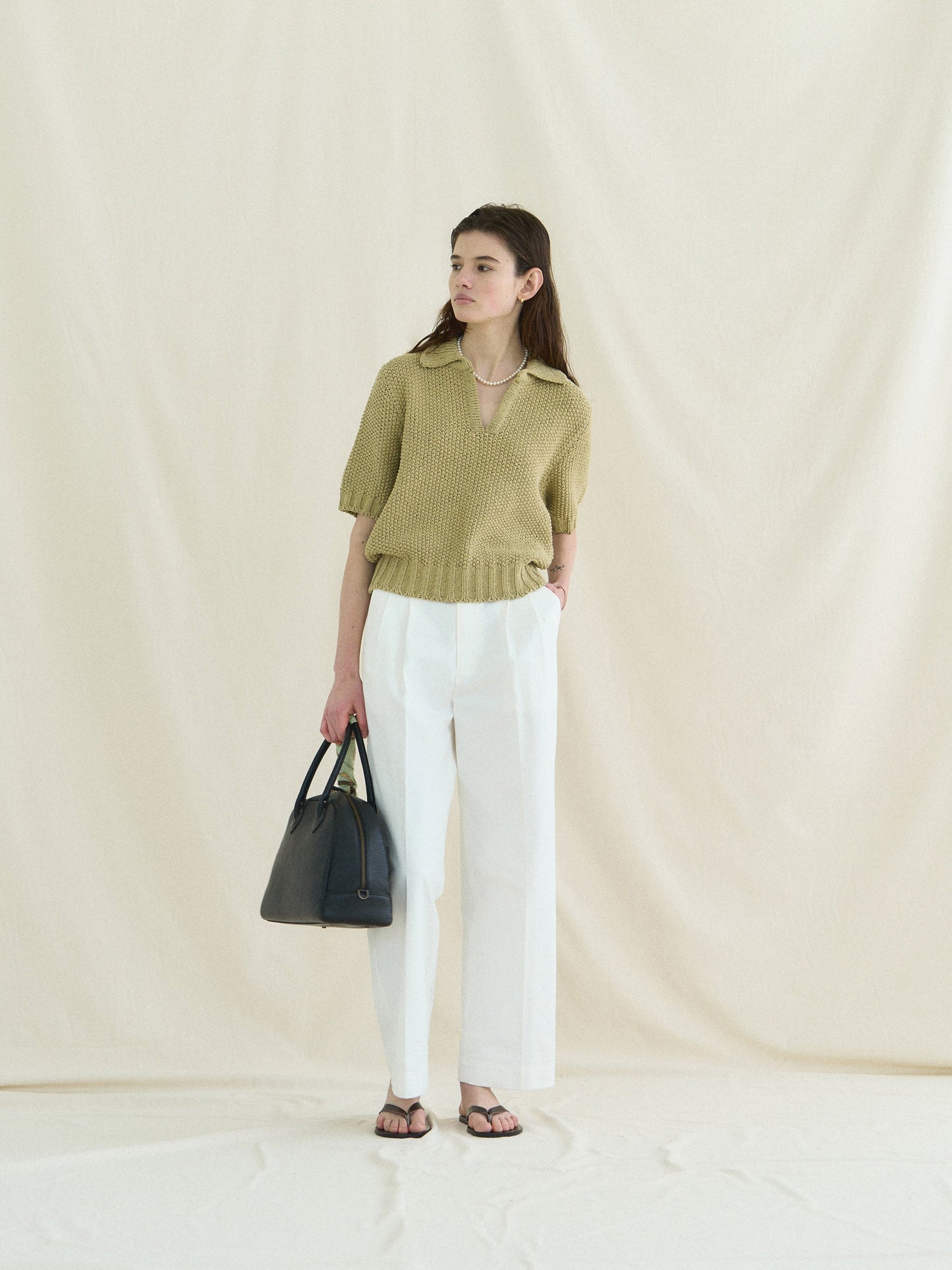 LOW GAUGE SKIPPER SWEATER [ Basil Green ]